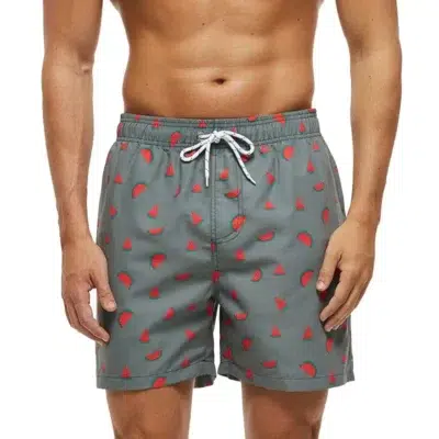 Maillot de Bain Homme Short Gris Imprimé Pastèque