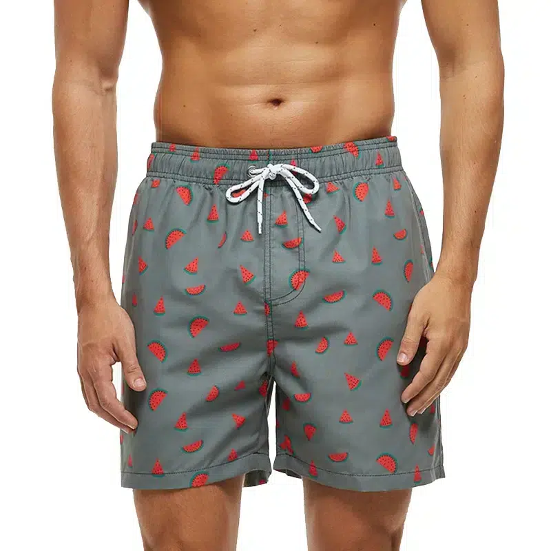 Maillot de Bain Homme Short Gris Imprimé Pastèque Maillot de Bain Homme Short Gris Imprimé Pastèque