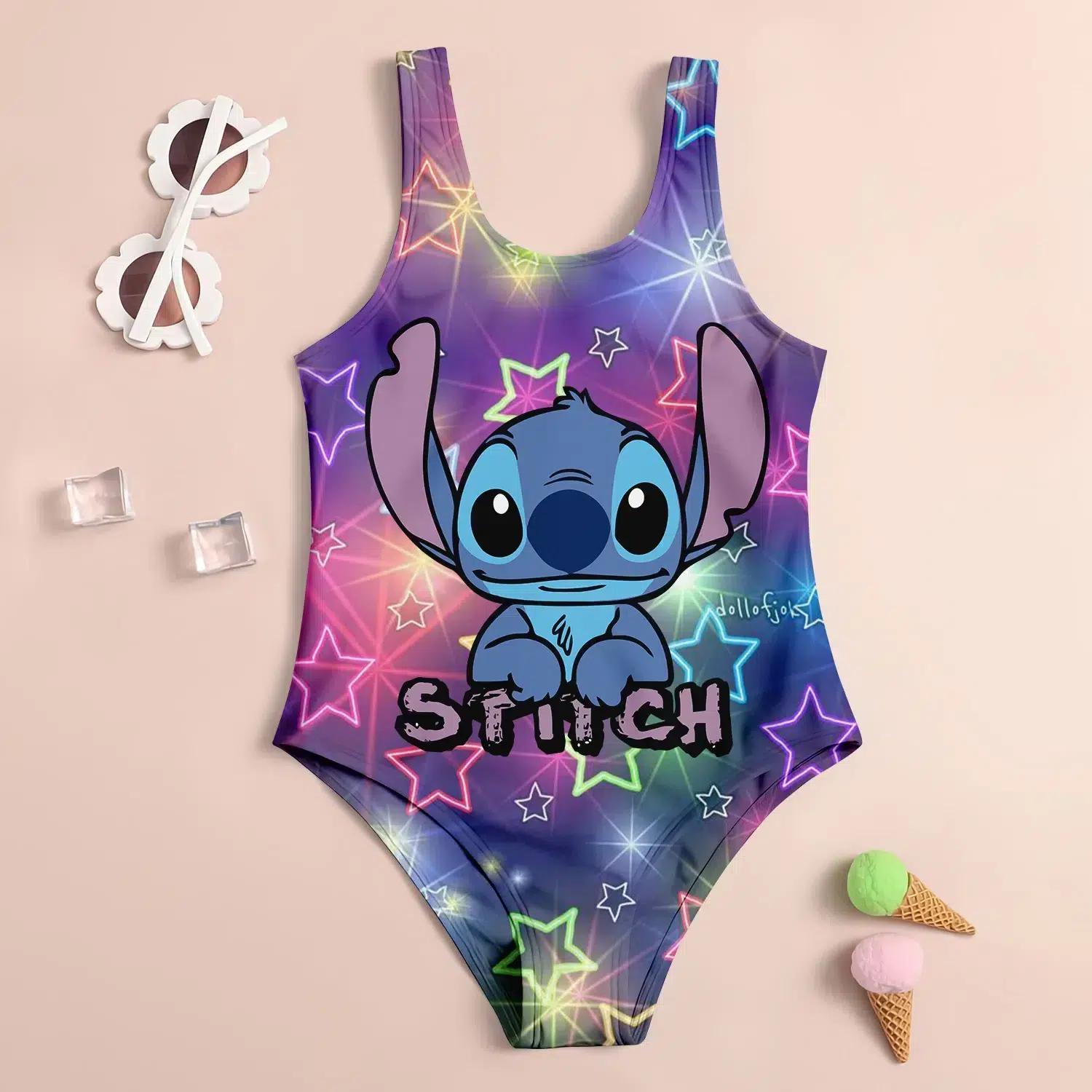 Maillot de Bain Stitch Violet Motif Étoiles Maillot de Bain Stitch Violet Motif Étoiles