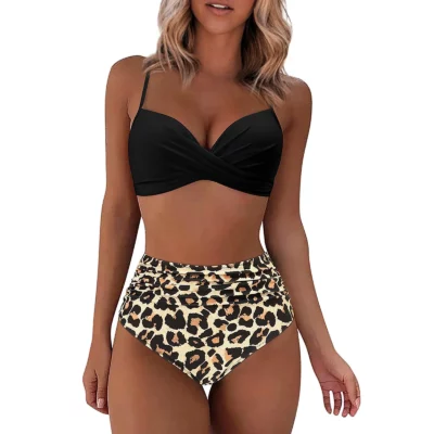 Maillot de Bain Taille Haute Léopard