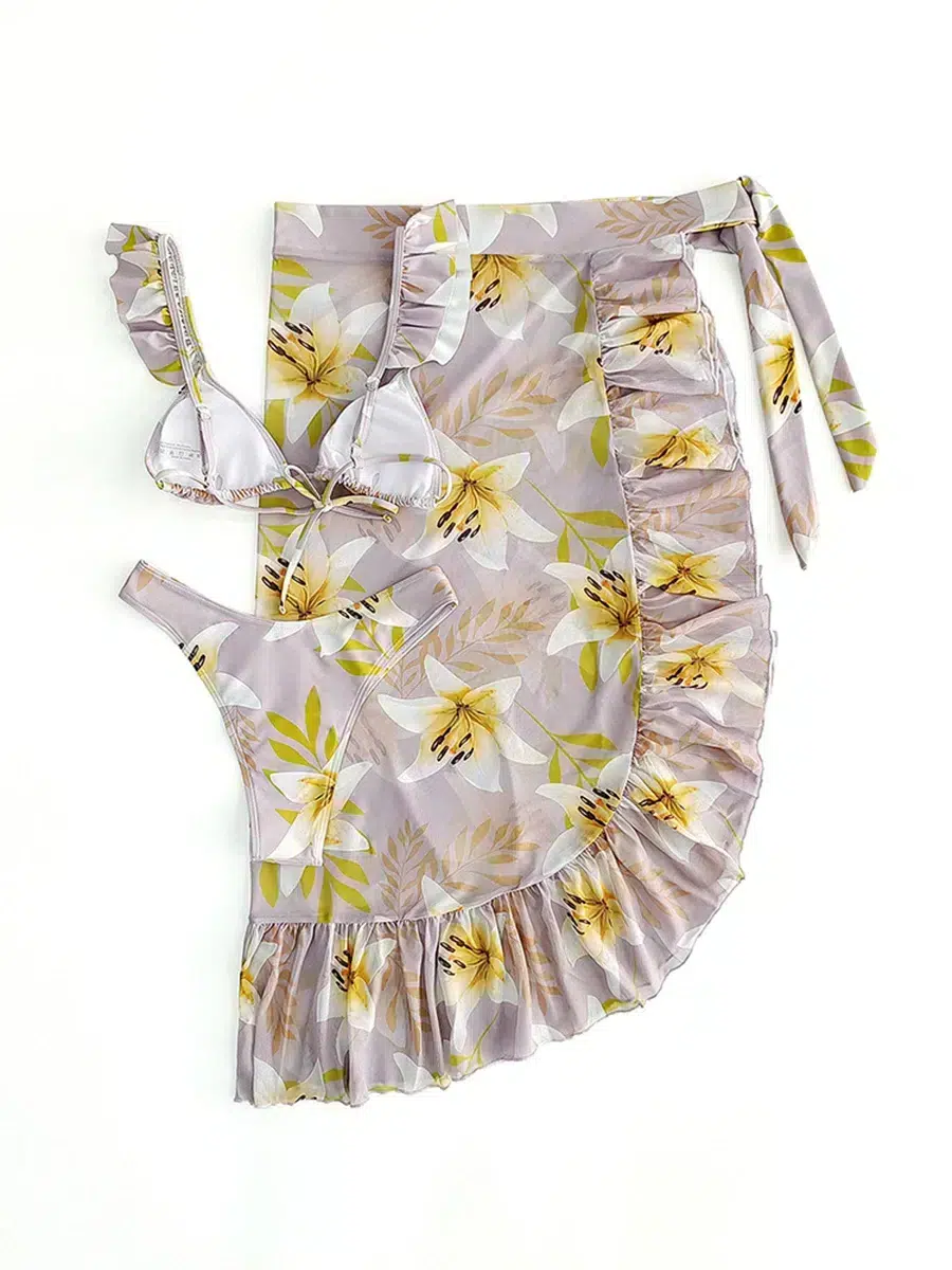Maillot de Bain Trois Pièces à Volants Maillot de Bain Trois Pièces à Volants