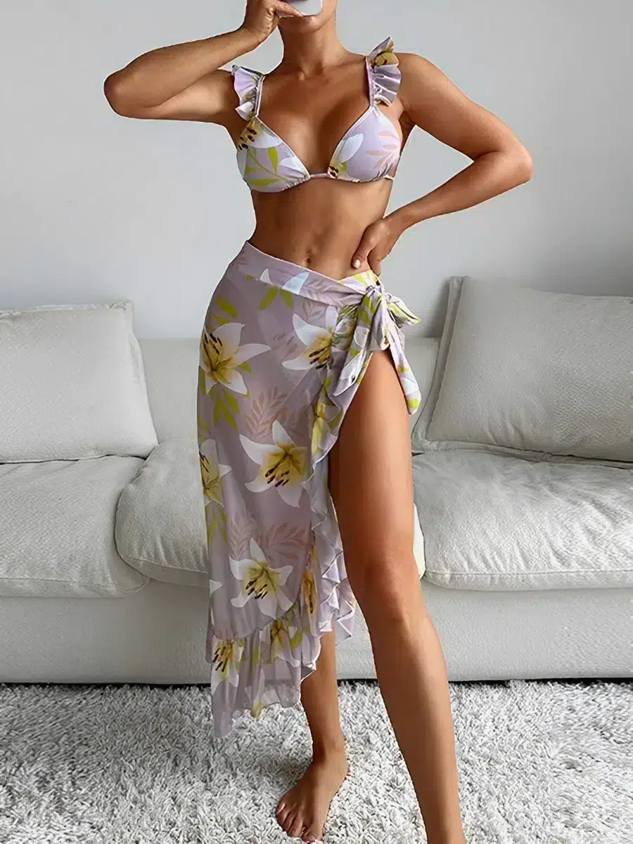 Maillot de Bain Trois Pièces à Volants Maillot de Bain Trois Pièces à Volants