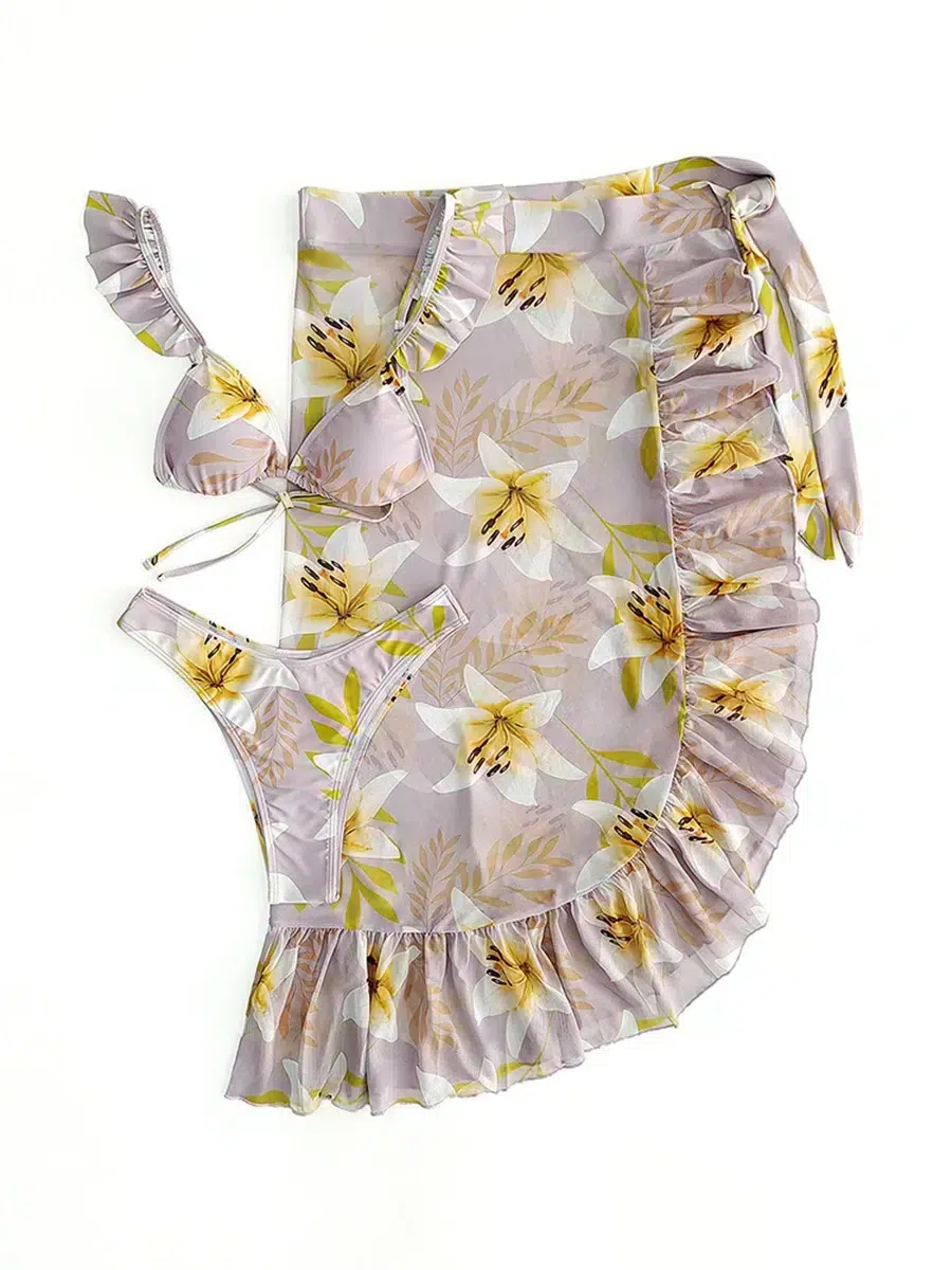 Maillot de Bain Trois Pièces à Volants Maillot de Bain Trois Pièces à Volants