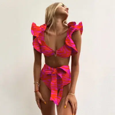 Maillot de Bain à Motif Zèbre Coloré