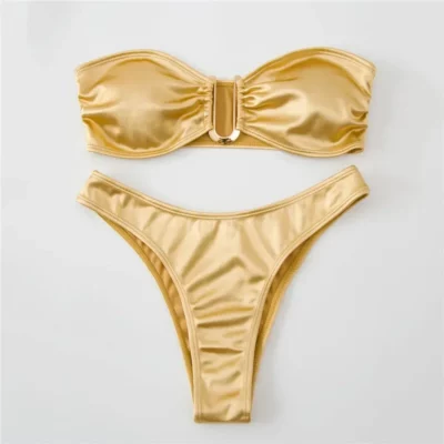 Maillot de Bain Sexy Doré Bandeau