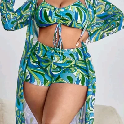 Maillot de Bain Short avec un Kimono Grande Taille