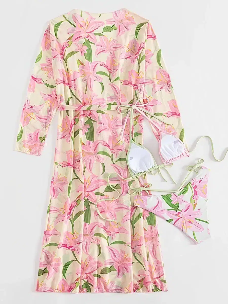 Maillot de Bain Triangle Imprimé Floral Kimono Maillot de Bain Triangle Imprimé Floral Kimono