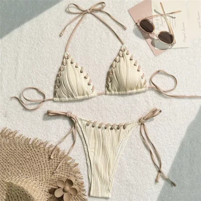Maillot de Bain Tanga avec Lanières Tressées