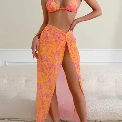 Maillot de Bain Triangle Jupe longue fendue