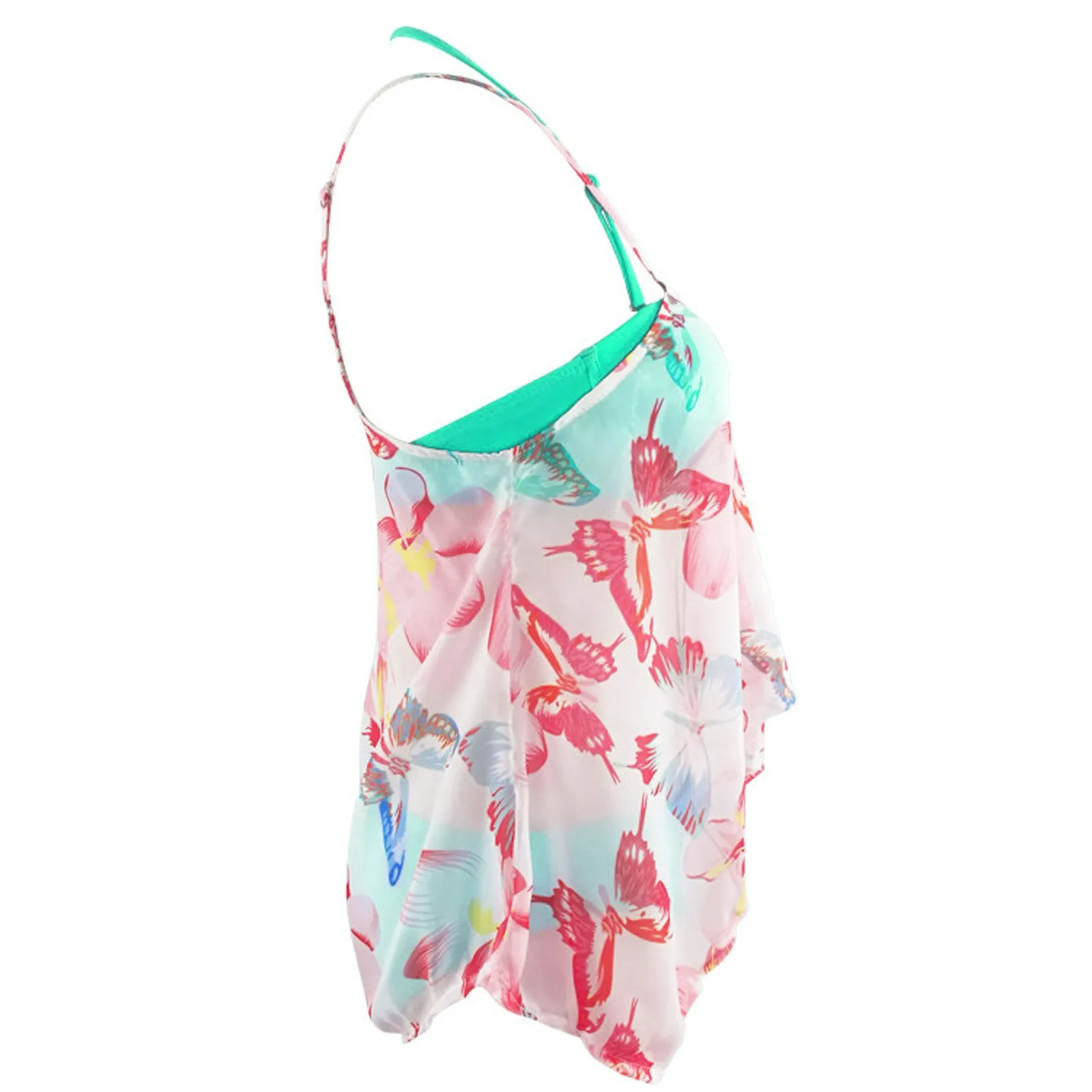 Maillot de Bain Tankini Fluide à Imprimé Tropical Maillot de Bain Tankini Fluide à Imprimé Tropical