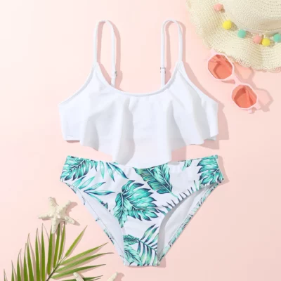 Maillot de Bain Fille à Volants Tropicale