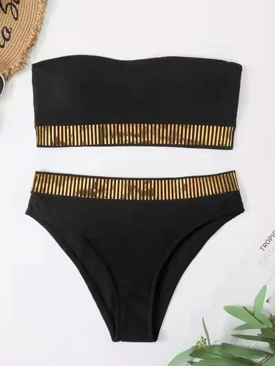 Maillot de Bain Bandeau Détails Dorés Maillot de Bain Bandeau Détails Dorés