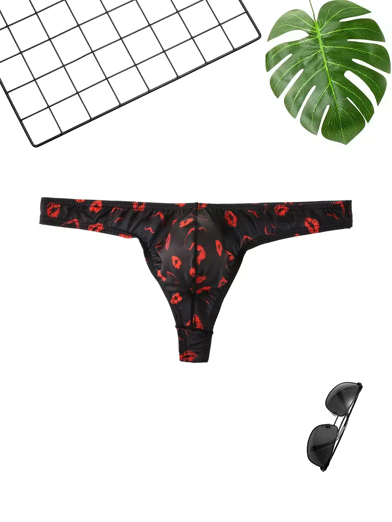 String Maillot de Bain Homme à Imprimé Lèvres String Maillot de Bain Homme à Imprimé Lèvres