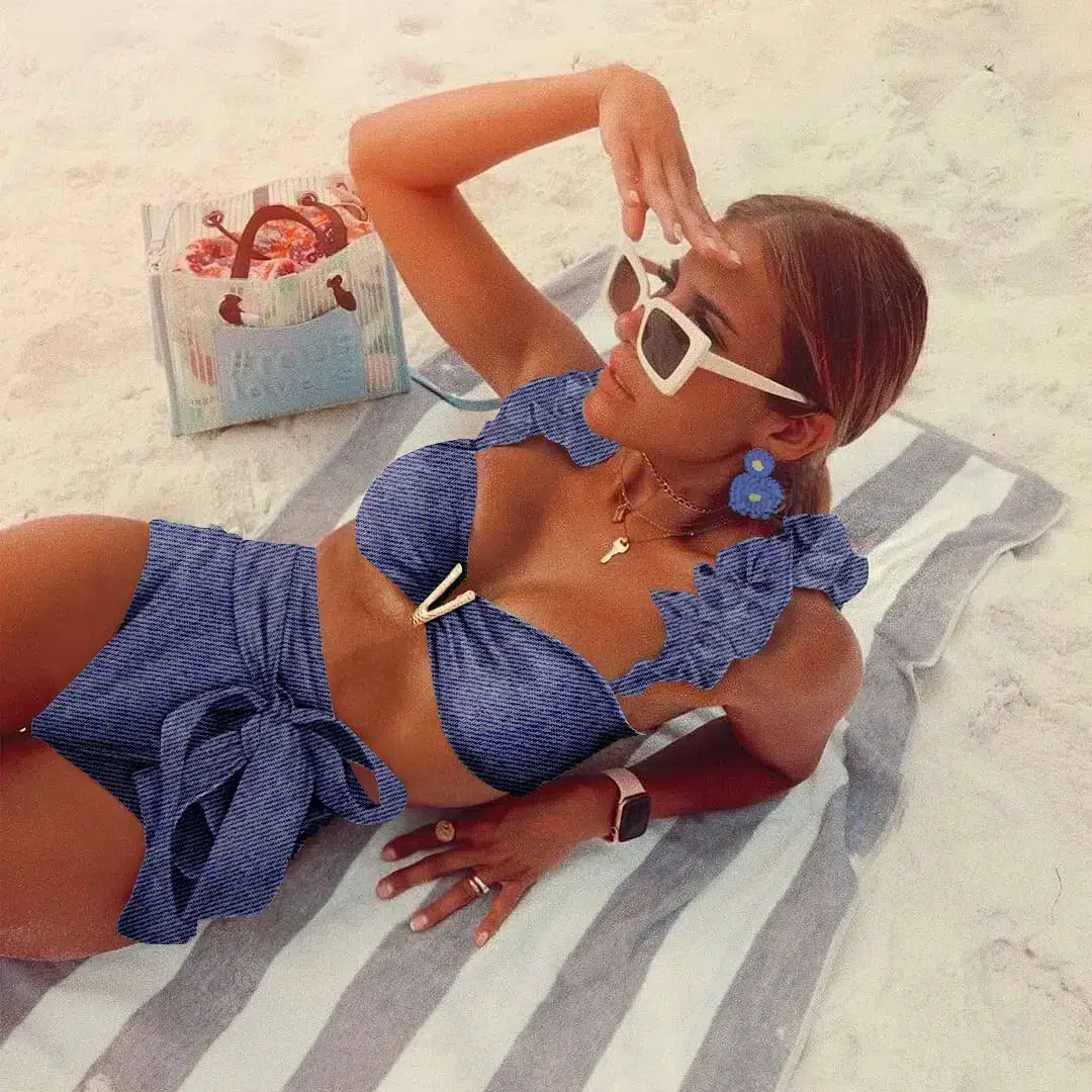 Maillot de Bain Taille Haute Effet Jean Maillot de Bain Taille Haute Effet Jean