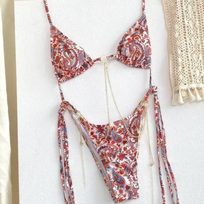 Maillot de Bain Triangle Bohème Rouge