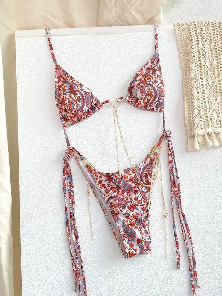Maillot de Bain Triangle Bohème Rouge Maillot de Bain Triangle Bohème Rouge