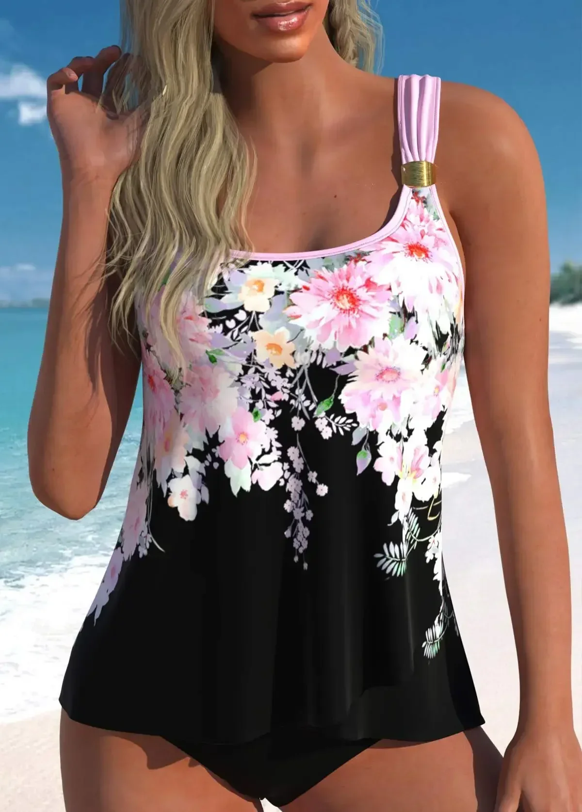 Maillot de Bain Tankini Élégance Florale Maillot de Bain Tankini Élégance Florale