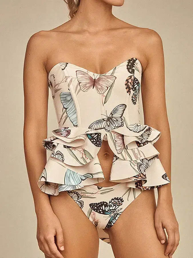 Maillot de Bain Gainant Imprimé Papillons pour Femme Maillot de Bain Gainant Imprimé Papillons pour Femme