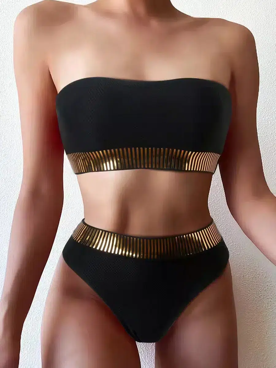 Maillot de Bain Bandeau Détails Dorés Maillot de Bain Bandeau Détails Dorés