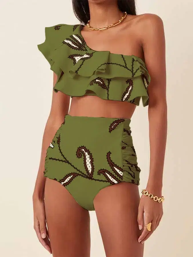 Maillot de Bain Taille Haute Élégant Froncé Maillot de Bain Taille Haute Élégant Froncé
