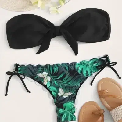 Maillot de Bain Tanga Bandeau Imprimé Tropical