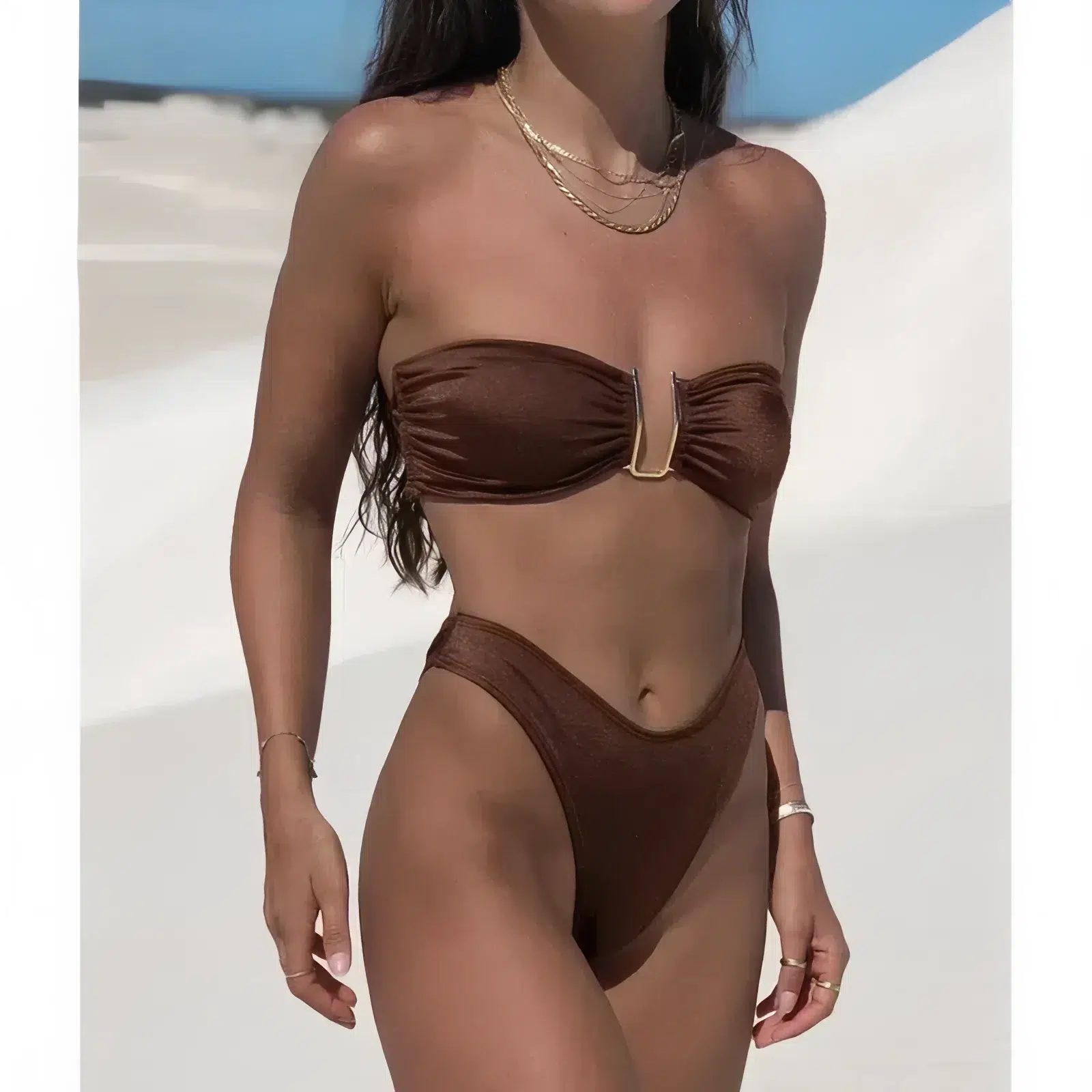 Maillot de bain échancré Bandeau Métallisé Maillot de bain échancré Bandeau Métallisé