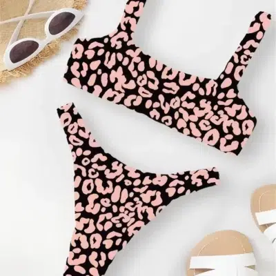 Maillot de Bain Motif Léopard  Tanga
